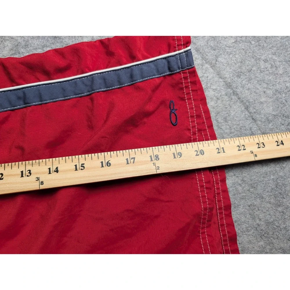 Ocean Pacific Men Red Board Shorts Swim Trunks Mesh Lined Side Stripe Drawstring